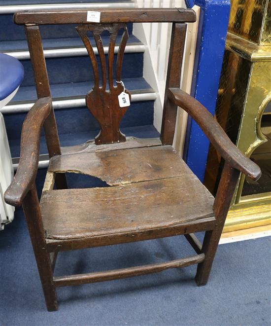 A George III oak armchair, (a.f.)